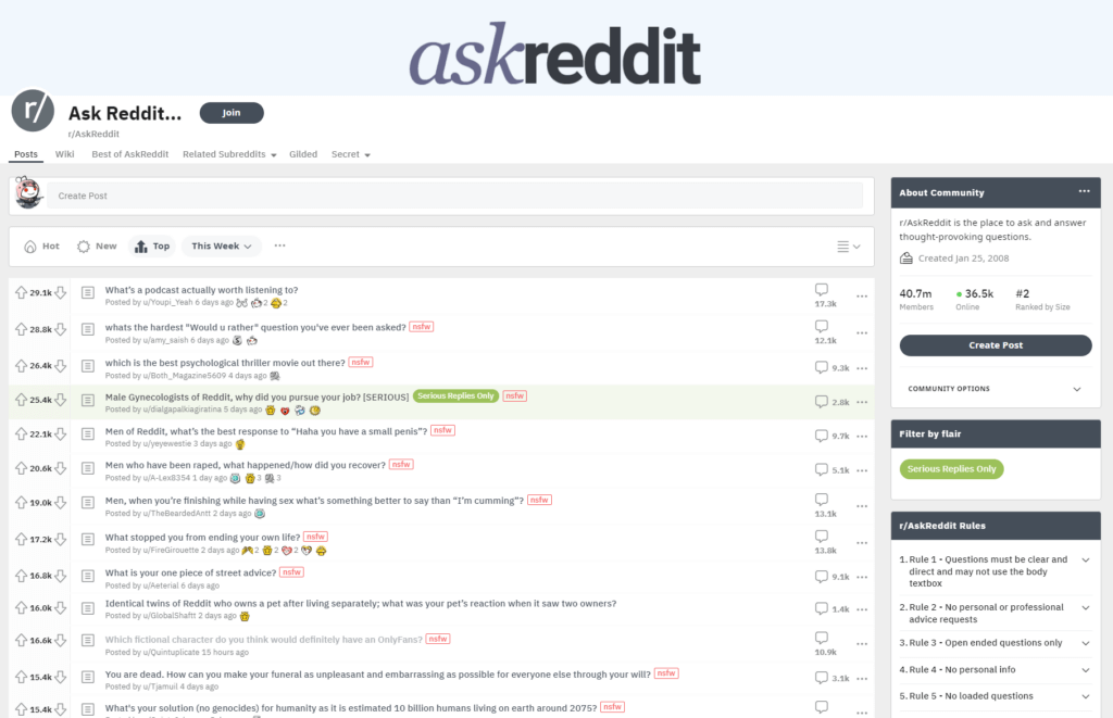 askreddit posts