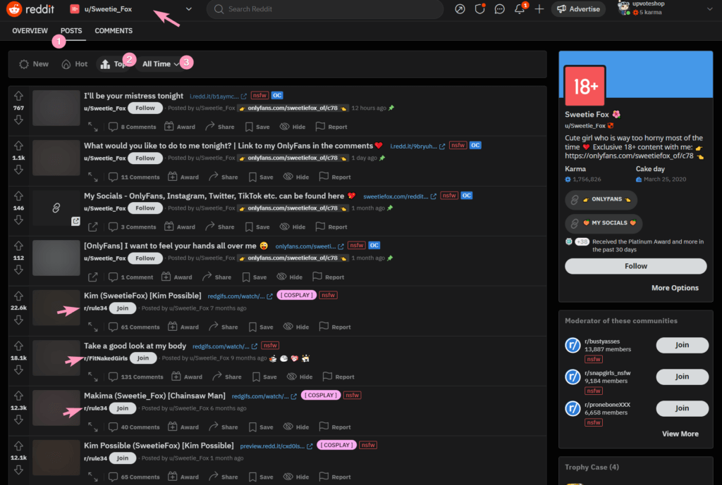 analyzing reddit user promoting onlyfans content on subreddits